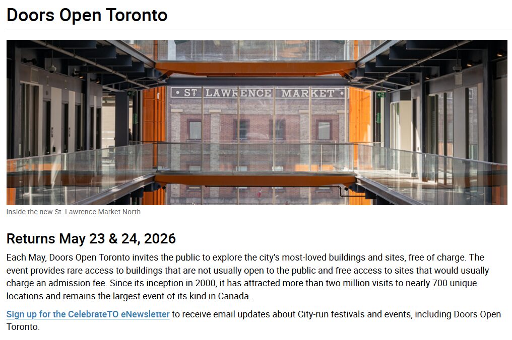 ドア・オープン・トロント(Doors Open Toronto)2026